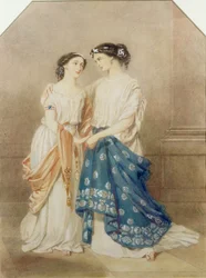 1848年のミュールとのセントジェームスシアターでの「Antigone」の制作シーン。 IsmemeおよびMmeとしてのバプティスト。アンティゴーネとしてのペヒター、1848